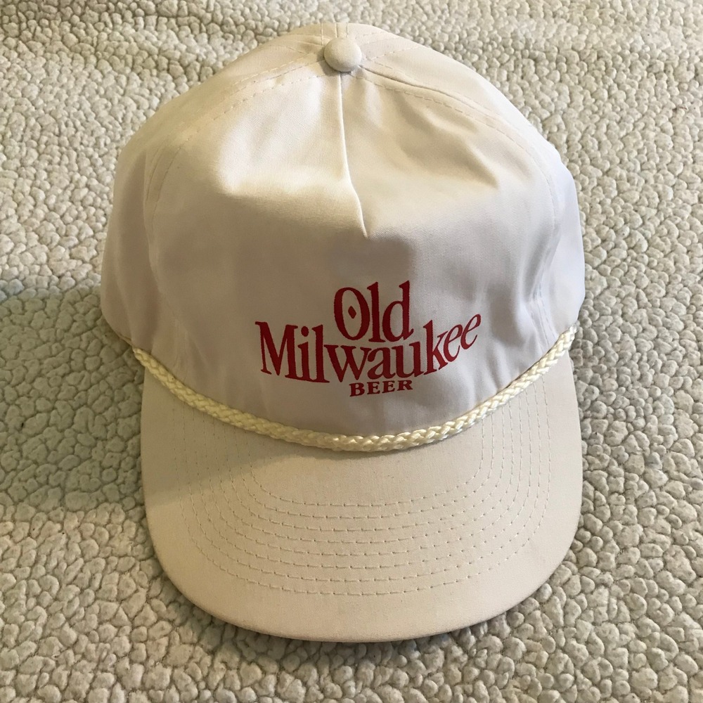 Vintage Old Milwaukee Beer Hat White Rope Snapback Designer Pro Cap Mens OSFM